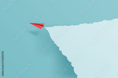 Paper plane go to success goal vector business financial concept start up, leadership, creative idea symbol paper art style