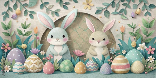 Cuddly Bunnies and Artfully Shaped Eggs Nestled for Reveling in Springs