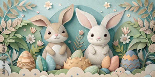 A Fluffy Gathering of Bunnies and Artfully Colored Eggs Celebrating Seasons