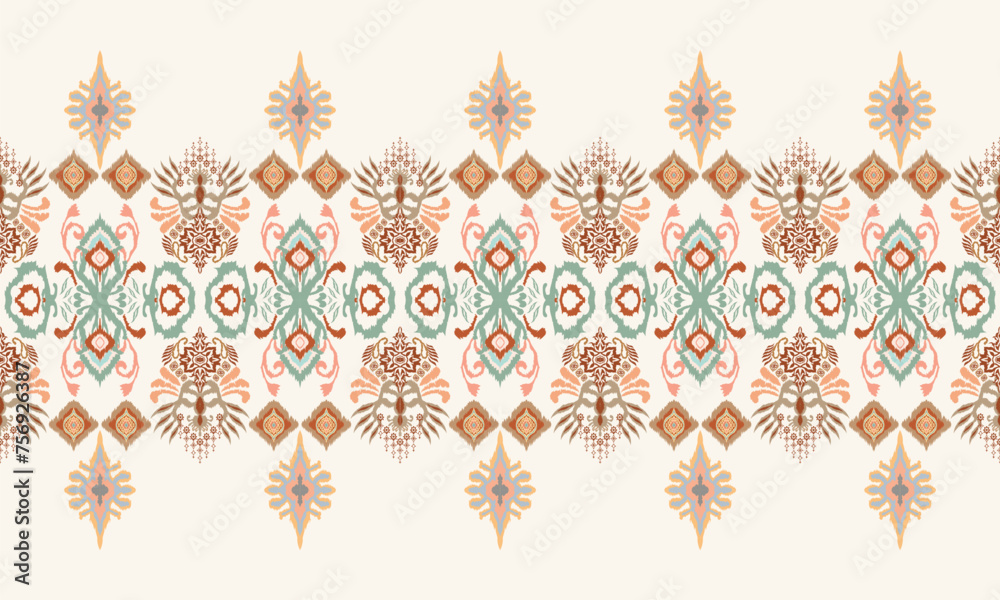 Hand drawn Ikat floral paisley embroidery.geometric ethnic oriental pattern traditional.Aztec style abstract vector illustration.great for textiles, banners, wallpapers, wrapping - vector design