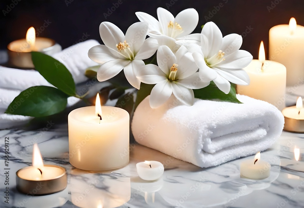 candles and towels