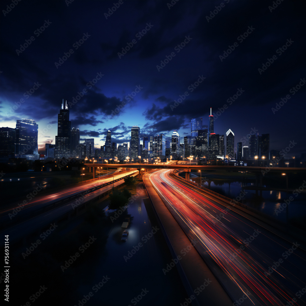 Fototapeta premium Dawn's City Lights
