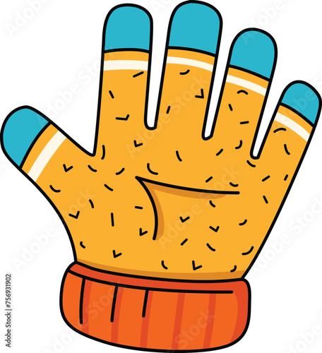 illustration of warm textile pair of winter gloves outline white on background vector