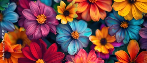 Vibrant Blossom Array, A stunningly vivid collection of flowers in full bloom, showcasing a mesmerizing array of colors, textures, and forms, encapsulating the vibrant essence of nature.