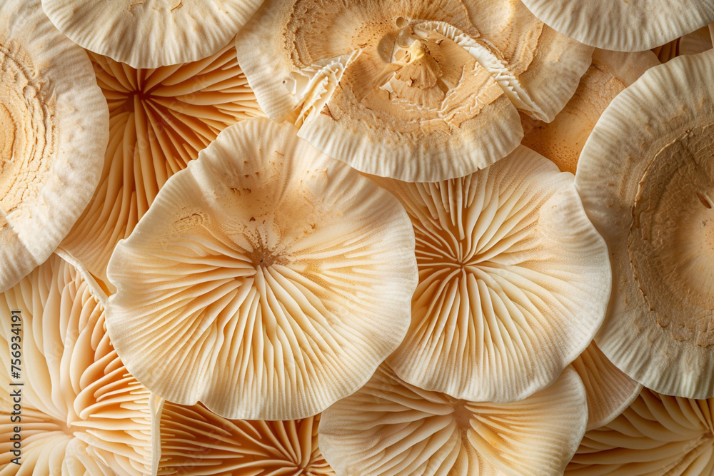 background of white mushrooms