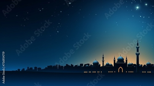 Ramadan Kareem scene featuring the moon and stars, celebrating the holy month.