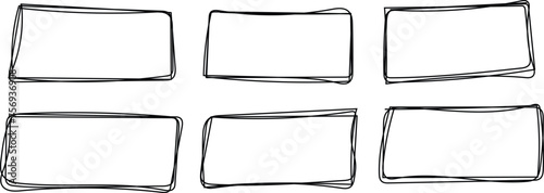 Sketch line round circular and square shape vector illustration.