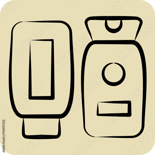 Icon Lotion. related to Cosmetic symbol. hand drawn style. simple design editable. simple illustration