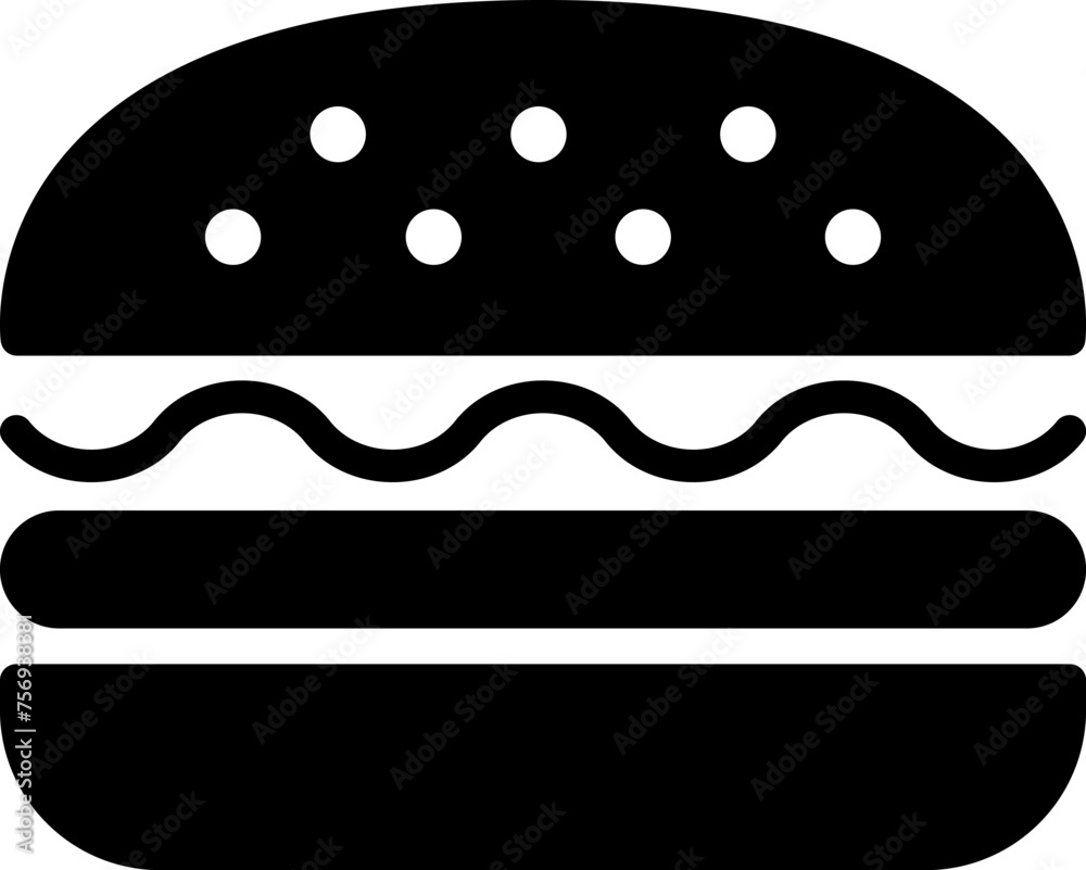 Flat icon of a hamburger as a fast food symbol