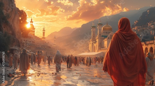 A pilgrim makes a religious journey to Mecca for rituals and prayers