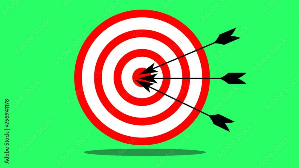 target with arrows in 2 animated scenes