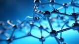 Visualization of nanotechnology and molecular structure, featuring nanoparticles within a carbon nanotube set against a blue background.