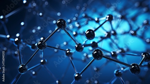 Visualization of nanotechnology and molecular structure, featuring nanoparticles within a carbon nanotube set against a blue background.