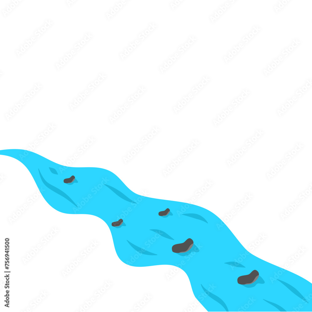 Mountain River with rock stone vector illustration 