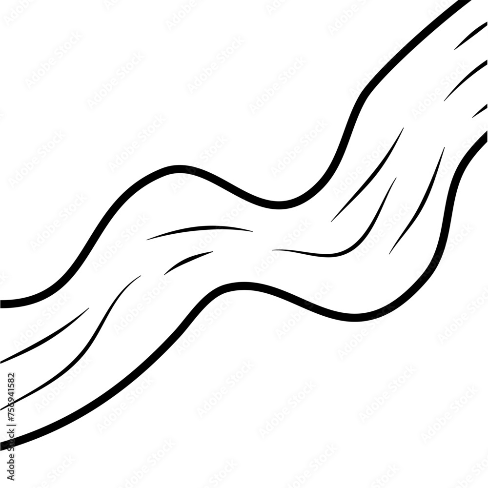 Obraz premium River Outline Doodle Illustration Vector 