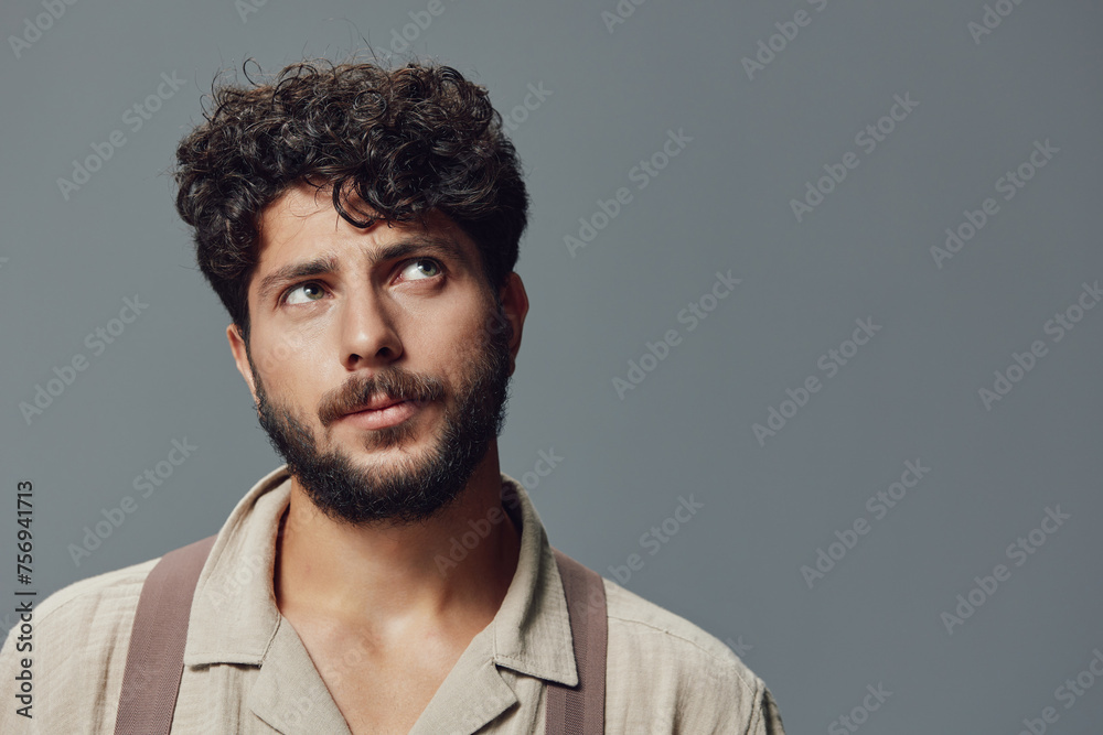 Man face caucasian attractive background lifestyle young person adult casual portrait guy confidence isolated handsome