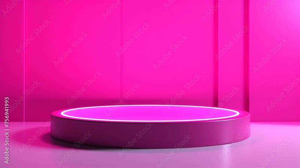 A bright magenta, neon pink 3D rendering featuring a simple, minimal, geometric background for product podiums, stand displays, templates for presentation backdrops, or wallpapers. A bright magenta, neon pink 3D rendering featuring a simple, minimal, geometric background for product podiums, stand displays, templates for presentation backdrops, or wallpapers.