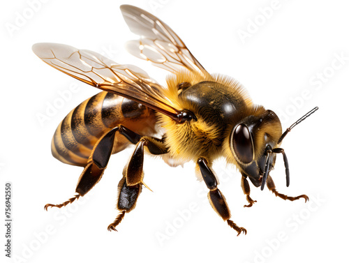 Close up of Honey Bee Isolated on Transparent Background