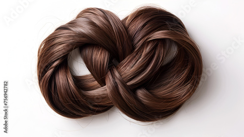 Brown Hair Knot in Shape of Heart Isolated on White - Romantic Hair Accessory, Generative Ai