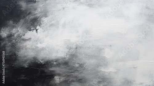 Abstract black and white hand-painted canvas with intricate textures, ideal for wallpaper or artistic backgrounds.