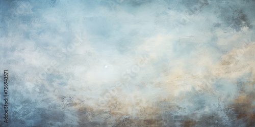 A dirty wall with blue and white paint forms the background  its ethereal dreamscapes  translucent immersion
