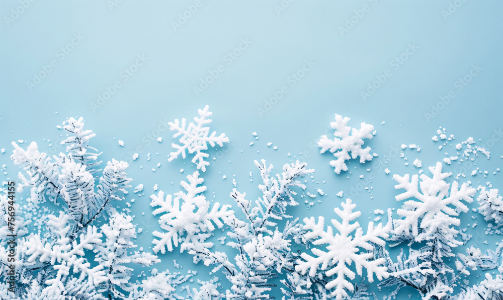 winter background with snowflakes-generative ai