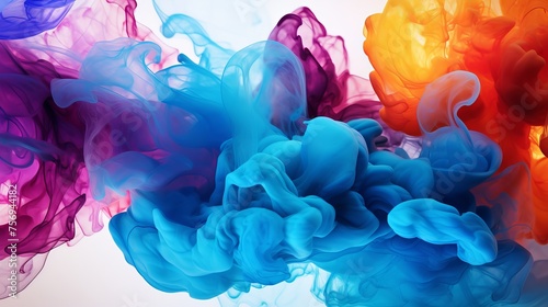 Acrylic colors dispersing in water, creating an intriguing abstract background.