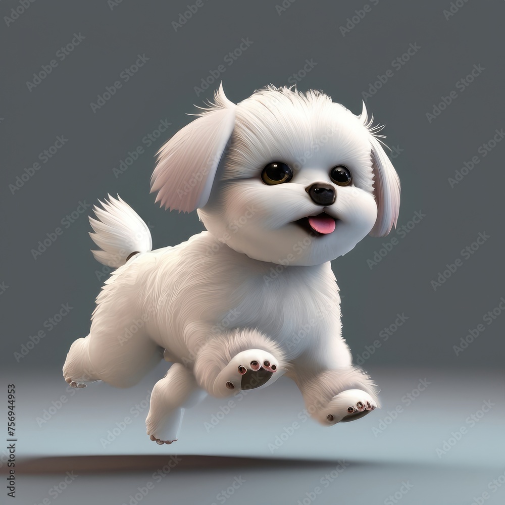 3D Cute smile little Maltese dog kawaii character Realistic hatchling 3D Cute smile little Maltese dog kawaii character Realistic hatchling