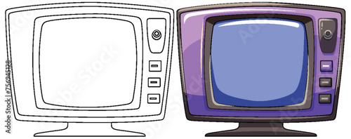 Two colorful vintage TVs in a vector style