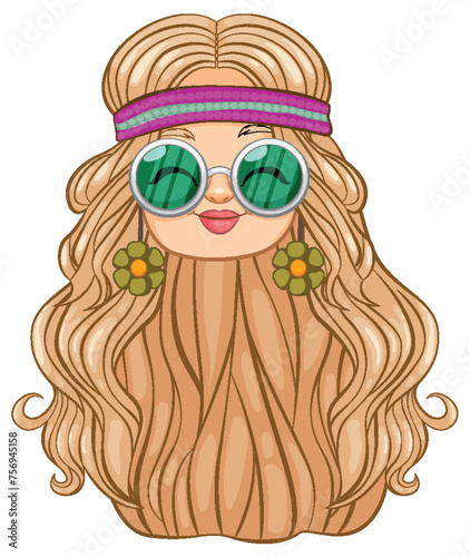 Stylish woman with sunglasses and headband vector.