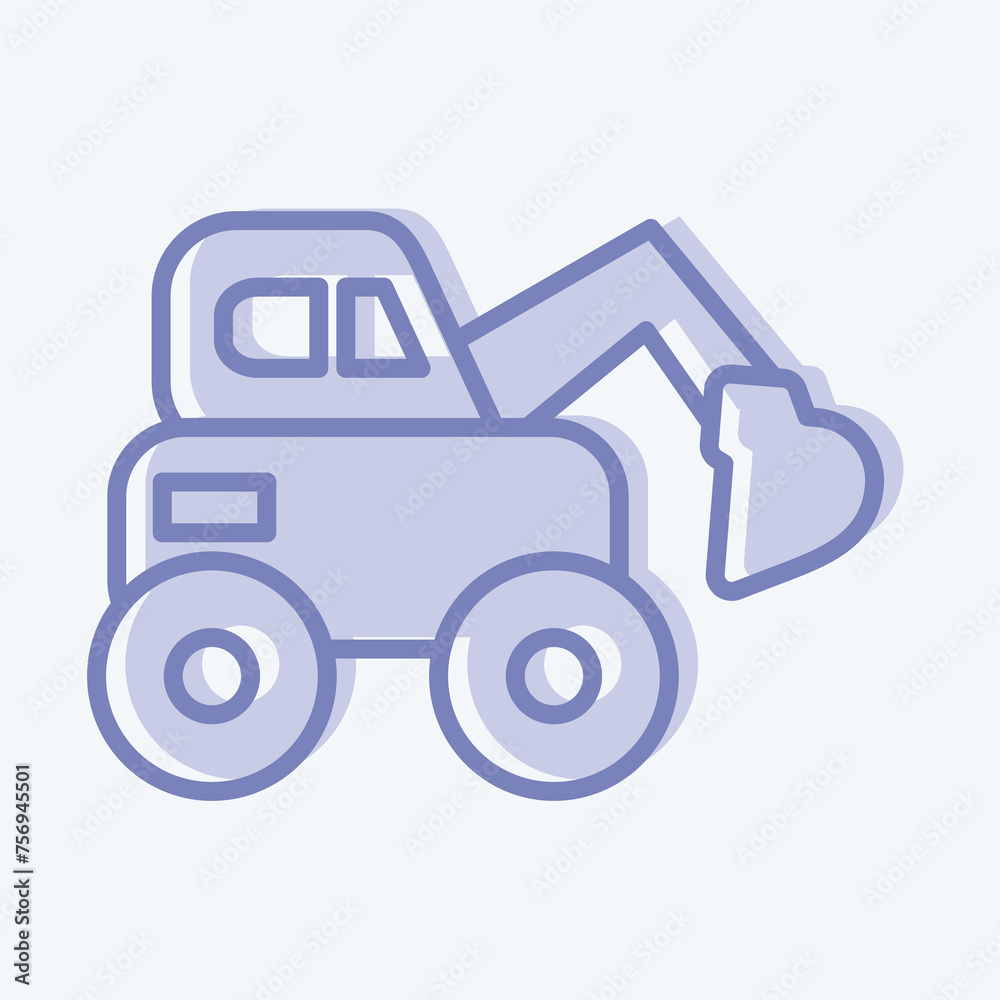 Icon Escavator. suitable for Education symbol. two tone style. simple design editable. design template vector. simple illustration Icon Escavator. suitable for Education symbol. two tone style. simple design editable. design template vector. simple illustration