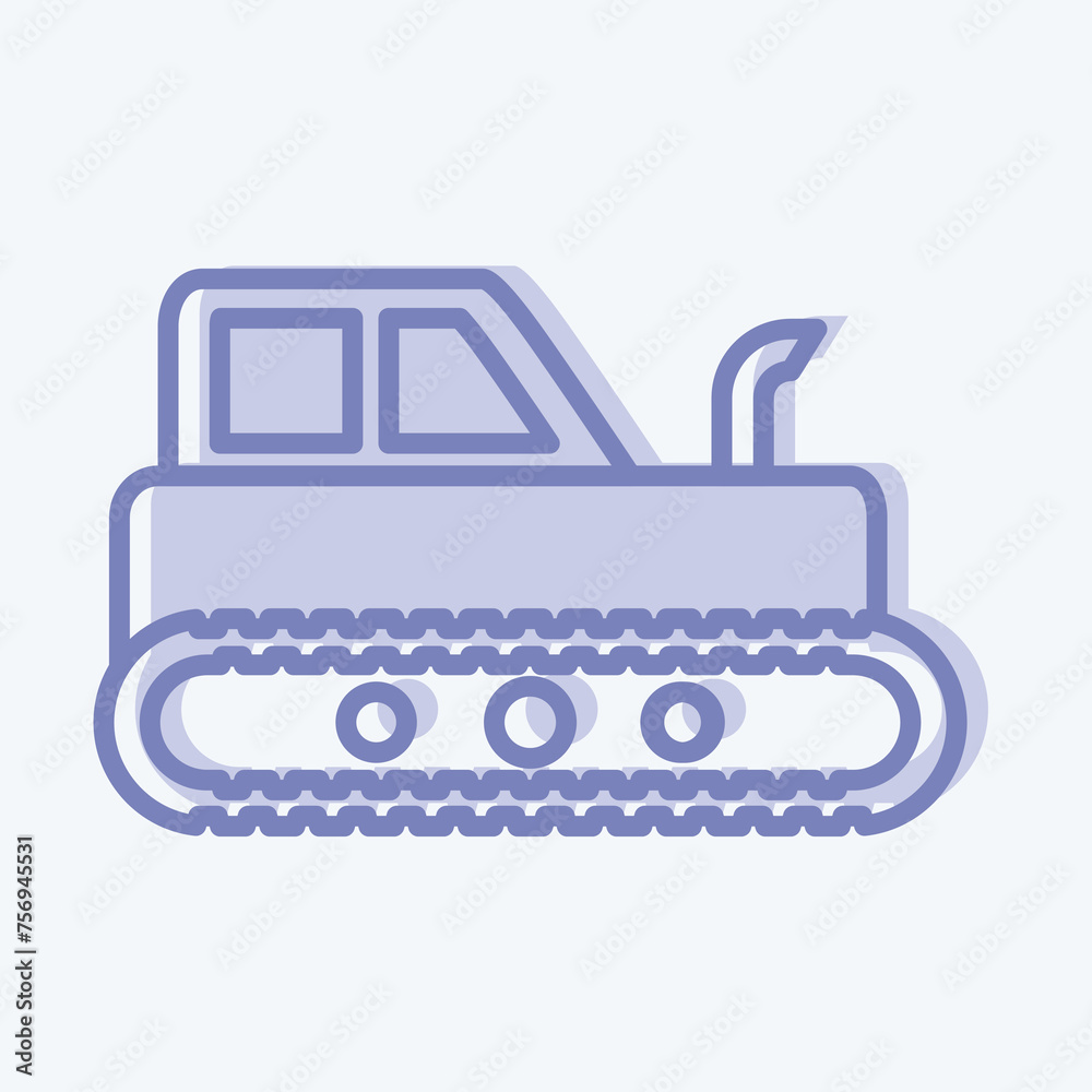Icon Industrial Tractor. suitable for Education symbol. two tone style. simple design editable. design template vector. simple illustration Icon Industrial Tractor. suitable for Education symbol. two tone style. simple design editable. design template vector. simple illustration