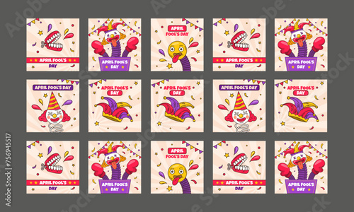happy april fools day social media post vector flat design template