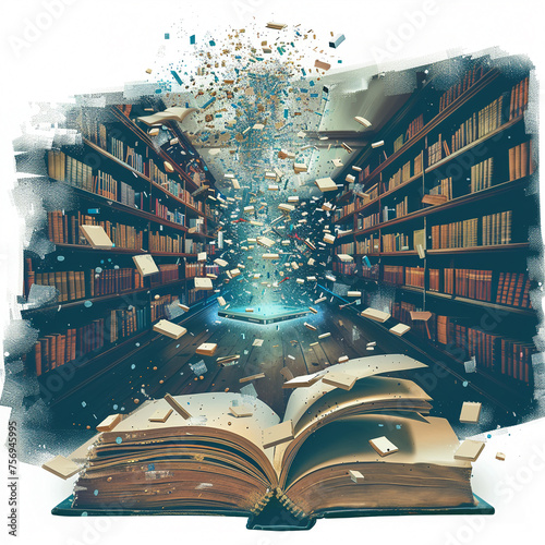 A library turns digital in this themed clipart books becoming tablets