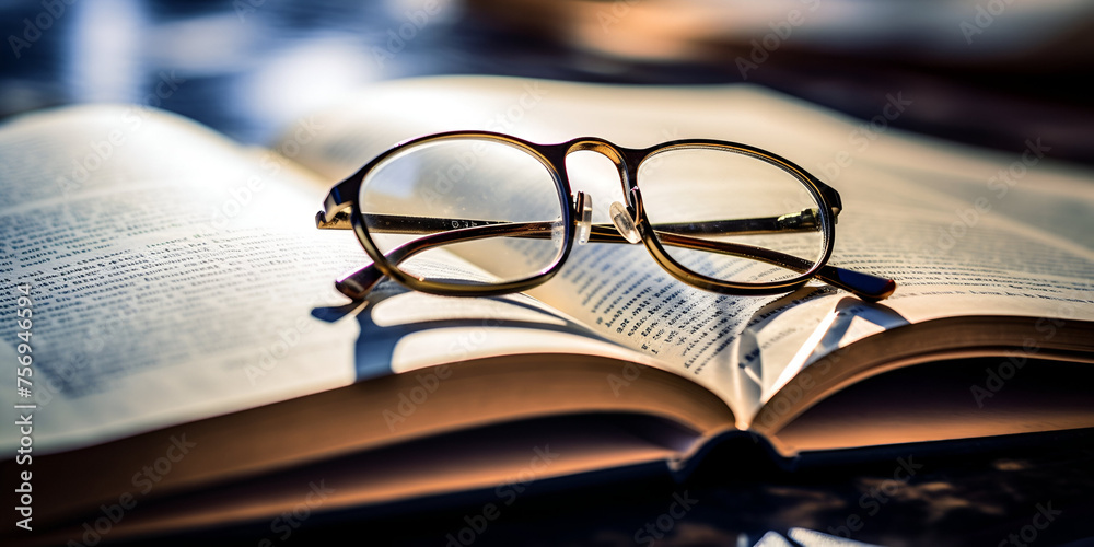book and glasses, World book day. International literacy day. Reading ...