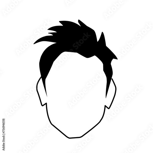 black silhouettes of different men's hairstyles. Vector illustration.