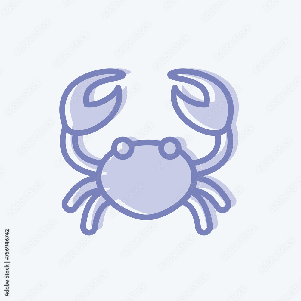 Icon Crab. suitable for Meat. two tone style. simple design editable. design template vector. simple illustration Icon Crab. suitable for Meat. two tone style. simple design editable. design template vector. simple illustration