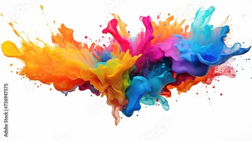 A colorful splash of paint on a white background