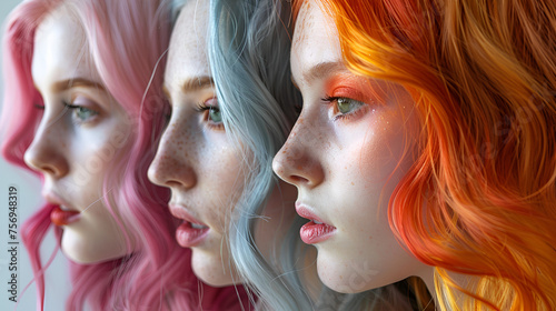 Hair Colors Palette: Professional Hair Dye Color Chart, Beauty Salon Hair Coloring Options, Hair Color Samples and Swatches, Generative Ai © Dzynee