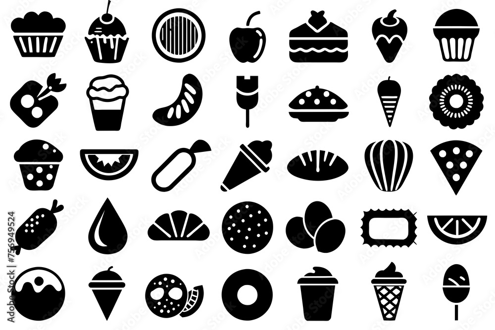 food icons set isolated on white