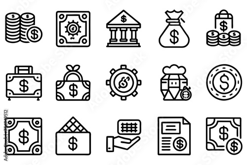 money---payment--black-line-icons-set