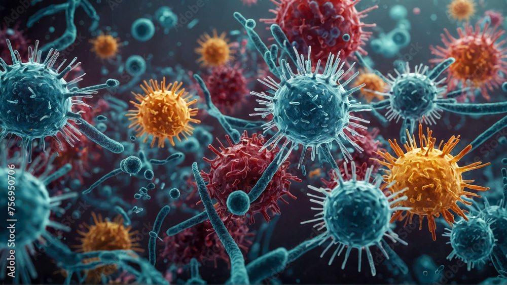 Virus cells close-up abstract medical technology concept Virus cells close-up abstract medical technology concept