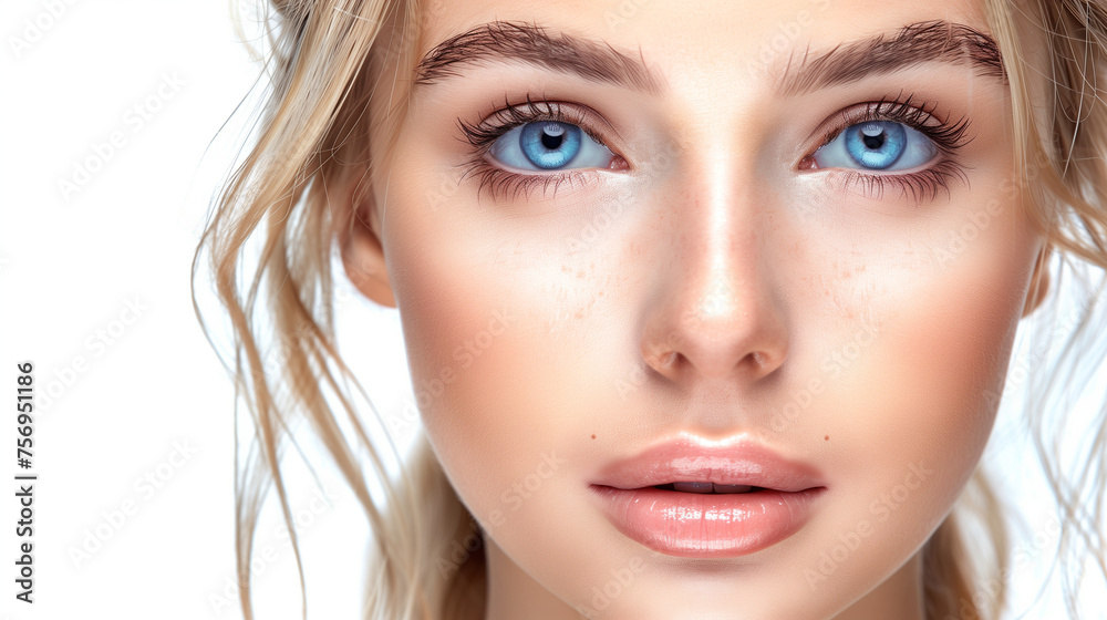 Beautiful young woman closeup on face Beautiful young woman closeup on face