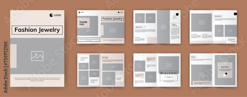 Jewelry Look book Brochure Template. Minimalist Jewelry Catalogue 