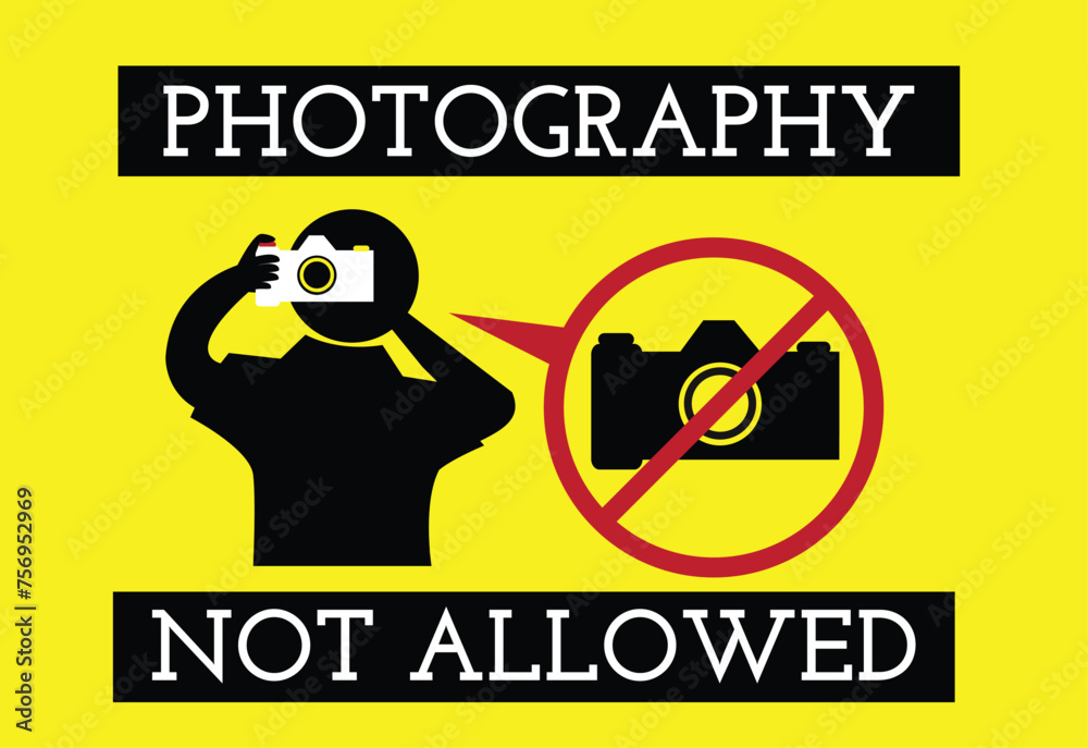 Photography is Not Allow Sign. Editable Clip Art.