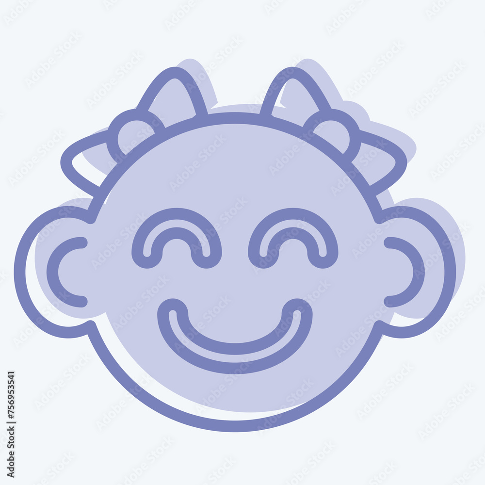 Icon Baby Girl. suitable for Kids symbol. two tone style. simple design editable. design template vector. simple illustration Icon Baby Girl. suitable for Kids symbol. two tone style. simple design editable. design template vector. simple illustration