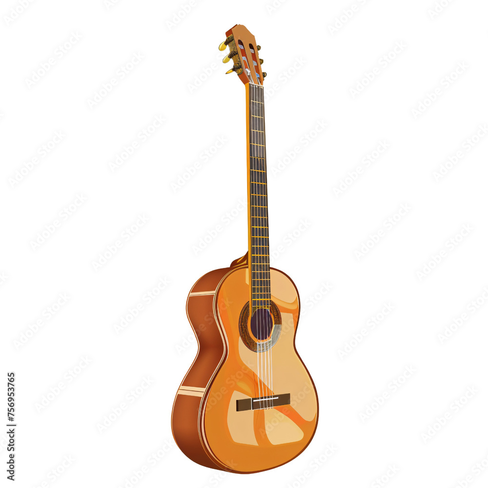 Guitar_hyperrealistic_hyper detailed_isolated on transparent background_Generative Ai