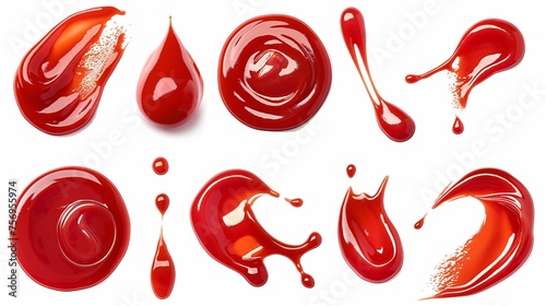Set of Artistic Red Ketchup Splashes