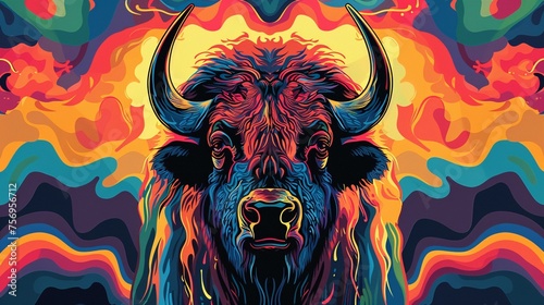 Vector Art of Lifestyle buffalo photo