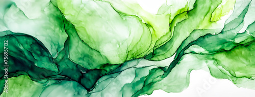 Horizontal alcohol ink art with green base